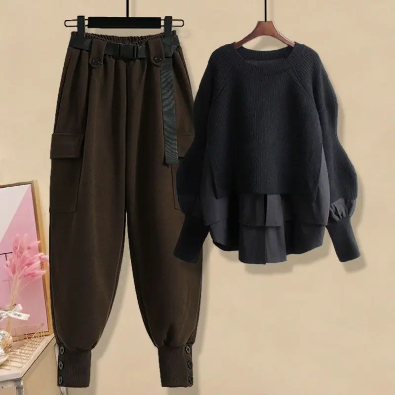 

2025 Women's Spring New Chic Tracksuit Matching Set Korean Elegant Long Sleeve Sweatshirt Pants Two Piece Female Trousers Suit