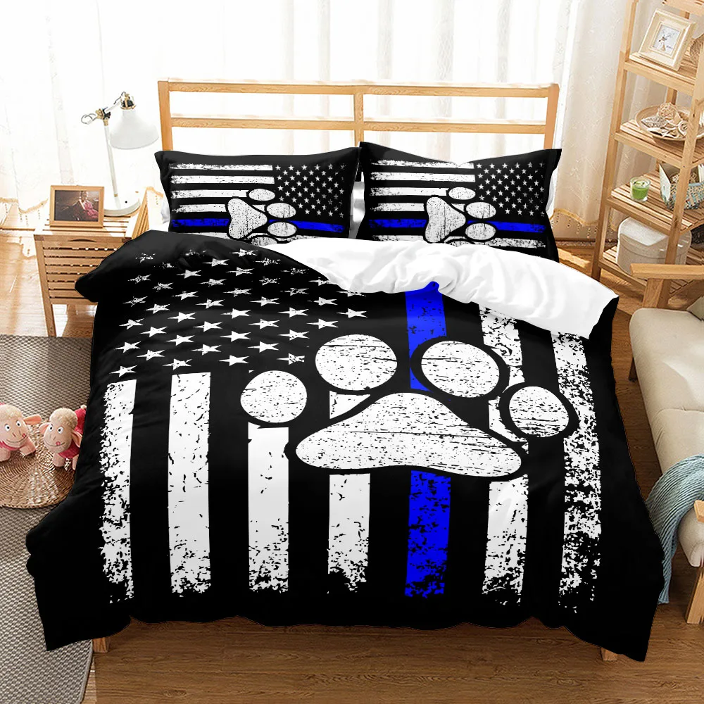 

Dog Paw Star Stripes Banners Duvet Cover Set UK Single Double Queen US Twin Full King Size Bed Linen Set