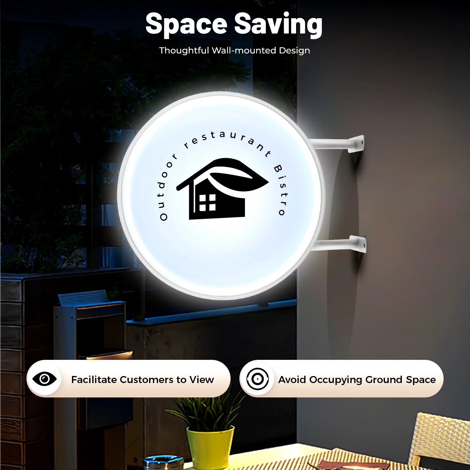 20/24Inch Round Light Box Signage,LED Light Box Double Sided , Waterproof Advertising Projecting Sign Advertising Light Box