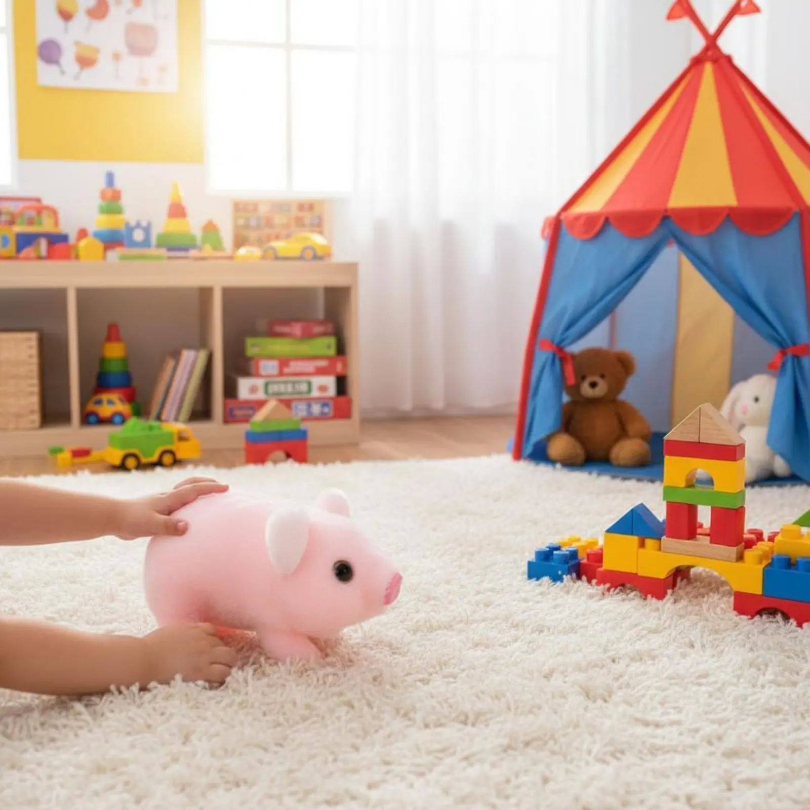 Walking Pig Toy Moving Tail Interactive Pig Toy Electronic Pet Makes Sounds Animated for Children, Playroom