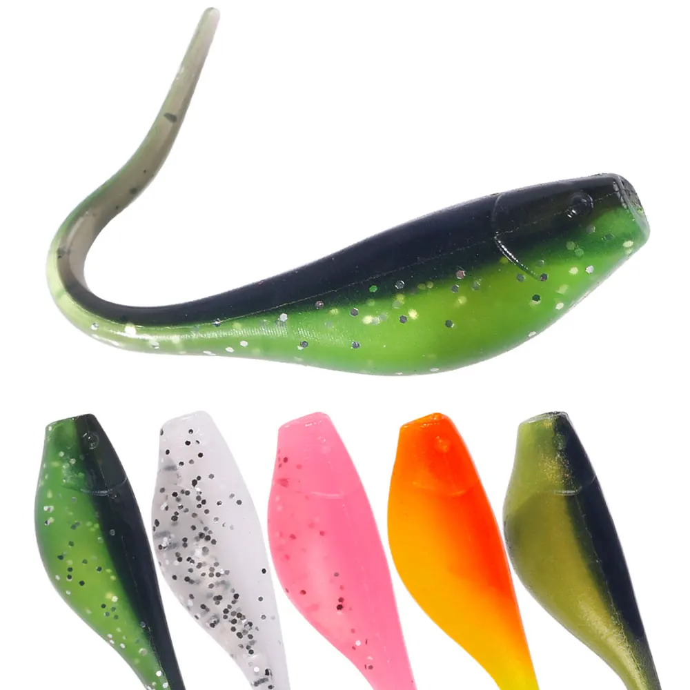 NEW 50PCS 5cm 0.8g  T Paddle Tail Shad Fishing Lure Rubber Soft Lure Artificial Bait Crappie Bass Silicone Fish Trout Lure