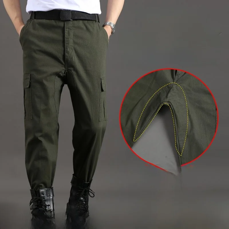 

Thiened Pure Cotton Welding Workwear Pants Men's Site Wear Resistant Loose Work Se Pants Straight Leg Workwear