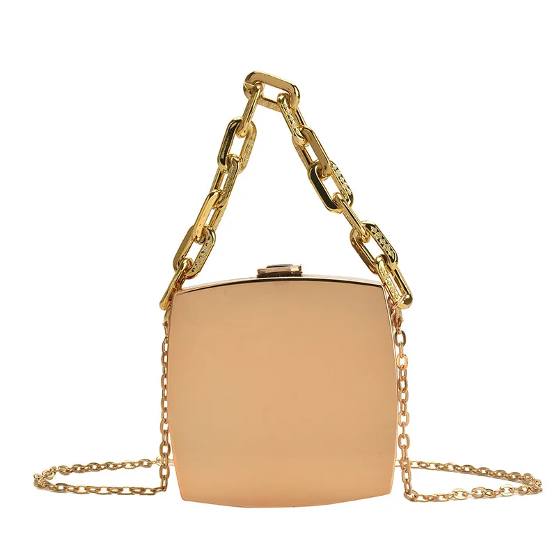 2022 Trend Designer Clutch Bag Gold Silver PVC Box Design Party Evening Chain Shoulder Crossbody Bags Mini Purses and Handbags