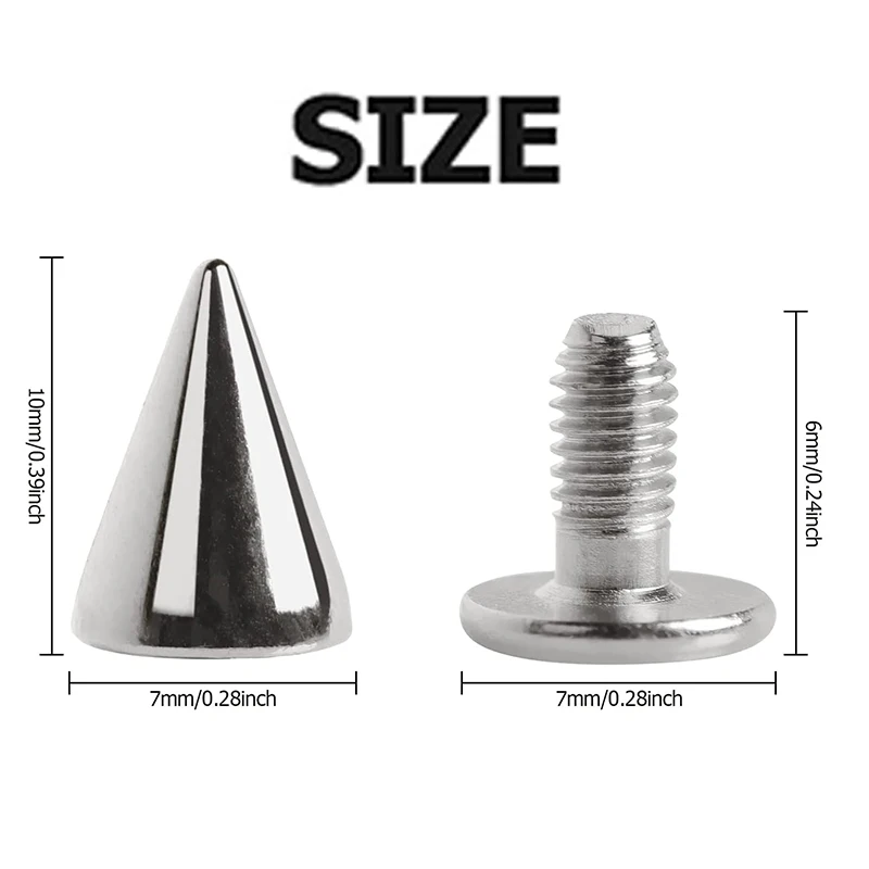 Round Cone Rivets Spikes Metal Alloy Screwback Studs Nail Rivet for DIY Leather Craft Clothes Shoes Belts Bags Decor Accessories