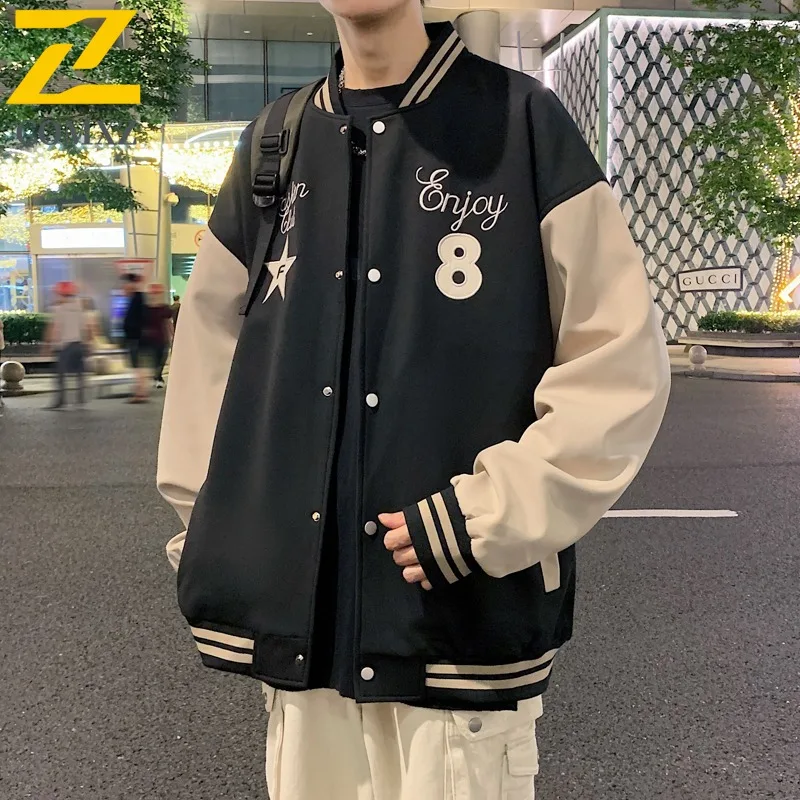 

COMXZ 2025 New Men Jacket Casual Baseball Style Workwear Trendy Loose American Embroidery Bad Boy Spring Autumn Garment