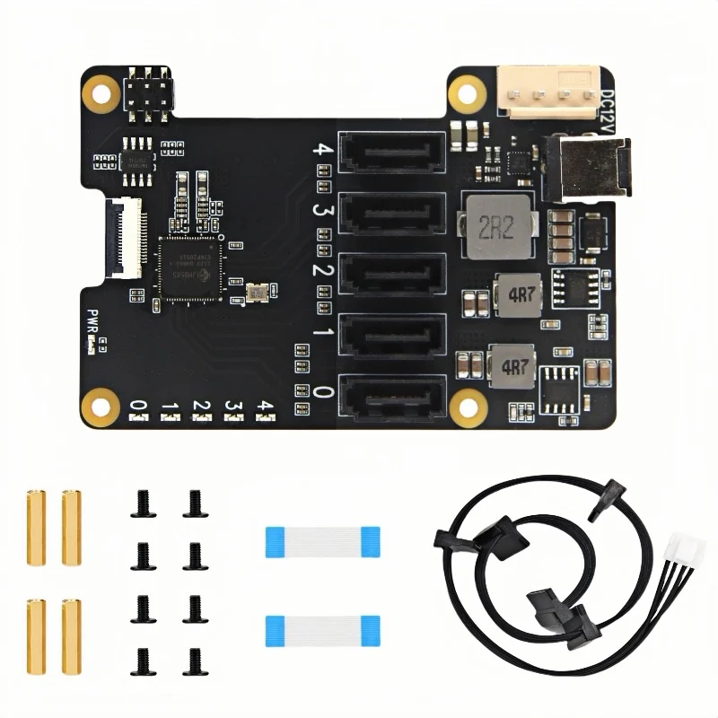 X1009 for Raspberry Pi 5 PCIE to 5-Port SATA Shield (NOT Support Boot from HDD/SSD)