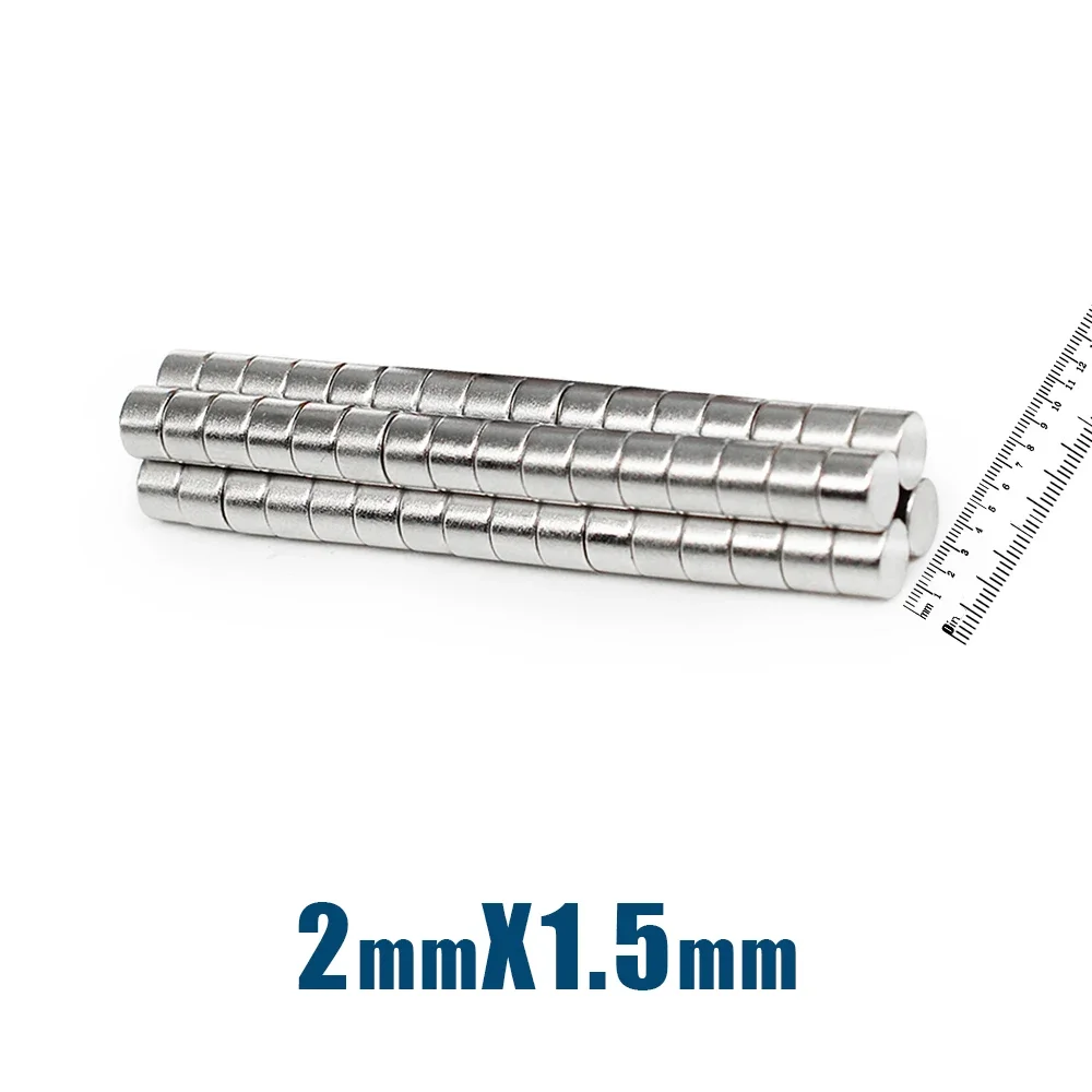 Ronde Krachtige Magneten 2X1.5Mm Dunne Neodymium Magneet Super Sterke Magnetische Plaat Zeldzame Aarde Magneten Diameter