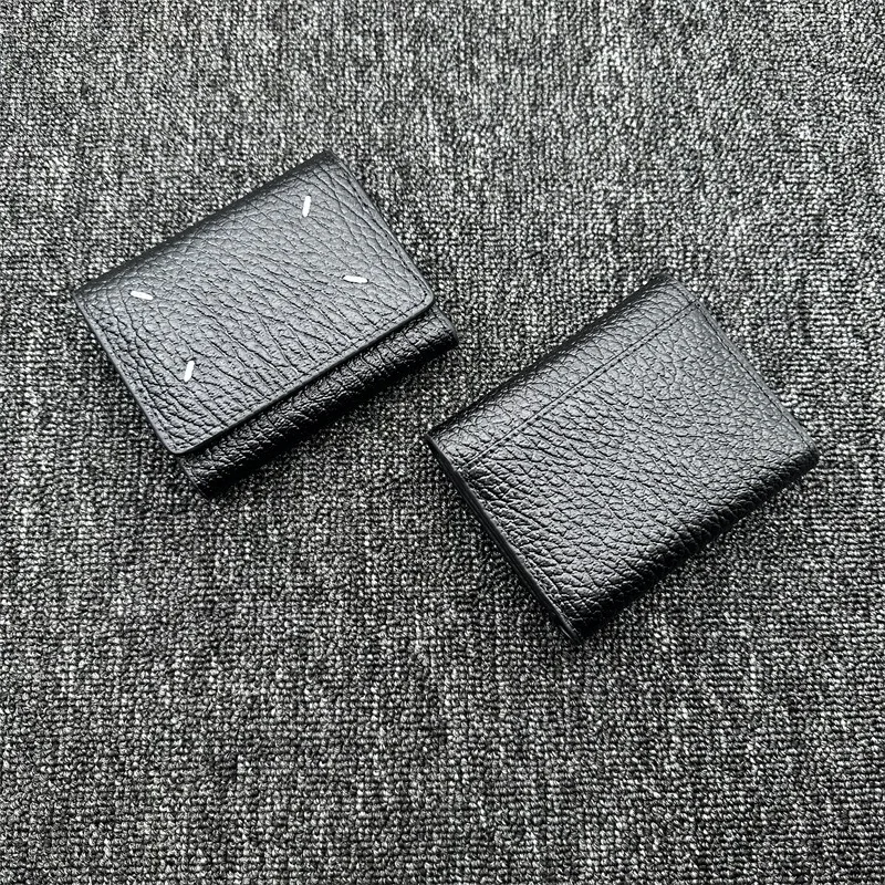 First Layer Cowhide Three-fold Multi-card Slot Flip Wallet Leather Folding Card Bag Change Bag Wallet Men and Women