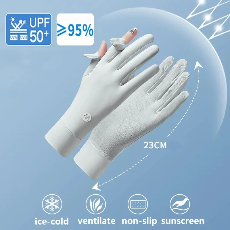 UV-Sonnenschutzhandschuhe für Damen, atmungsaktiv, Touchscreen-fähig, Sonnenschutzhandschuhe, rutschfest, Eisseide, Fahrradhandschuhe zum Radfahren, Autofahren