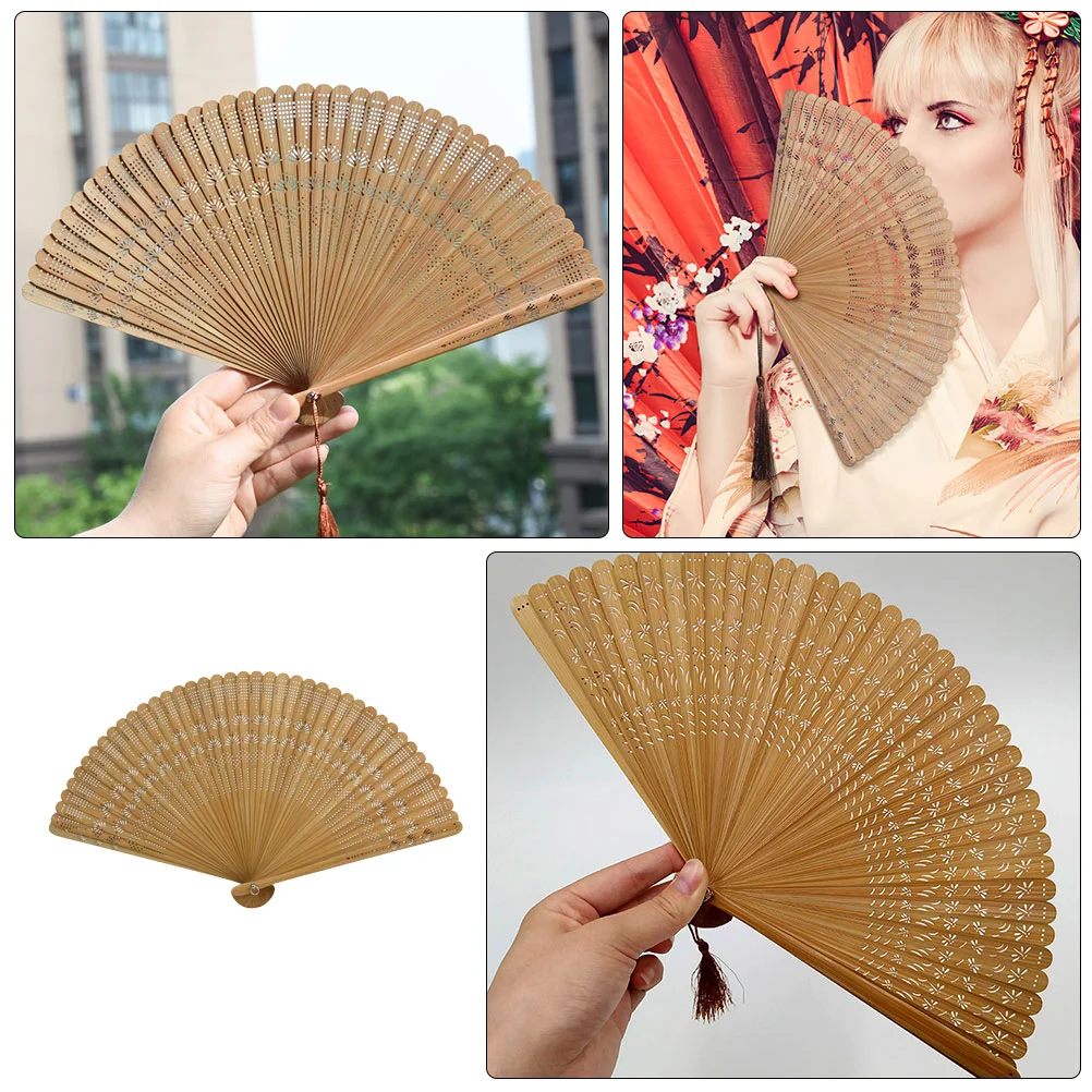 Folding Fan Hand Fans Handheld Japanese for Women Foldable Bamboo Mini Weddings Manual