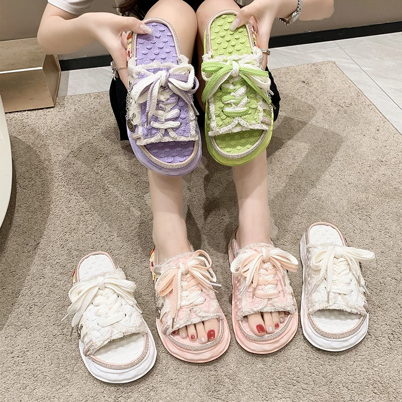 Summer Women Graffiti Slippers Sandals Platform Shoes Flip Flops Street Clogs Flat New Sweet Casual Shoes for Female Slippers