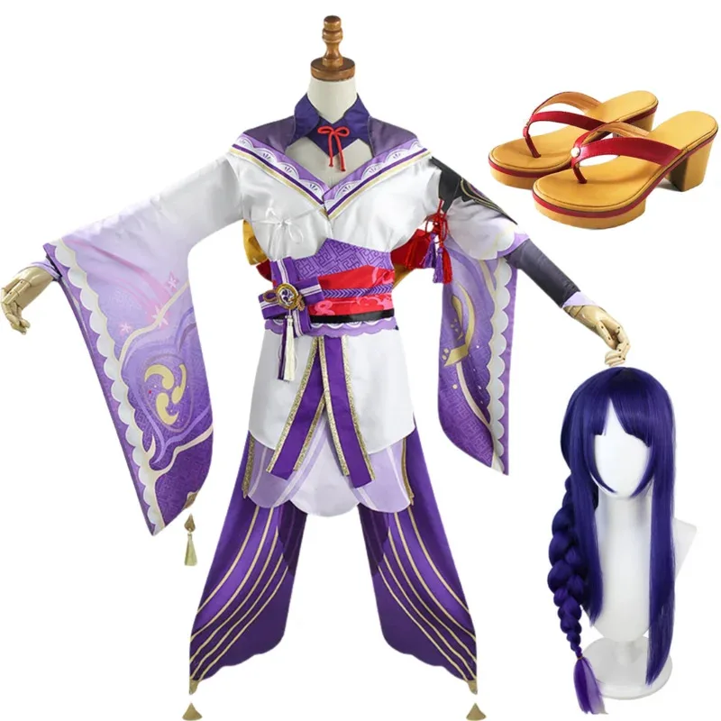 

Genshin Impact Raiden Shogun Cosplay Costume Wig Shoes sk;m1