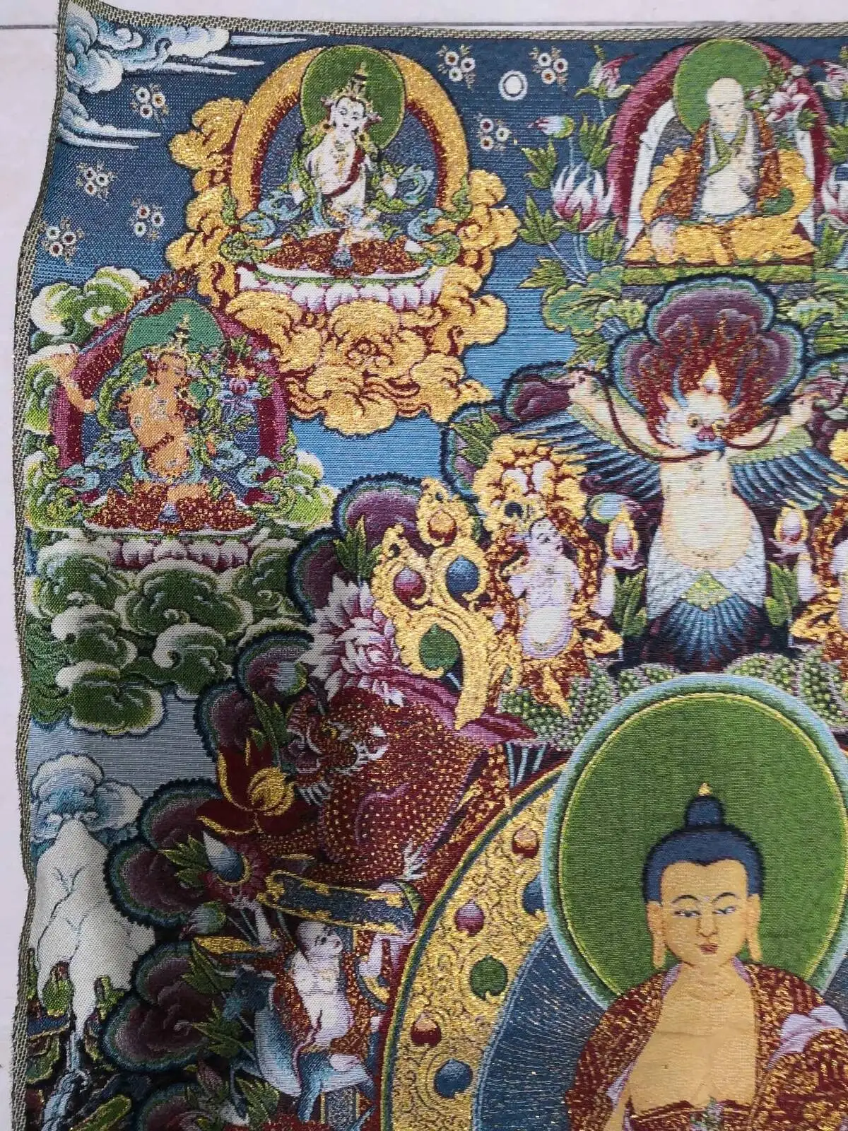 36Inch Tibetan Silk Buddhist Green Tara Buddha Thangka Wall Painting 12