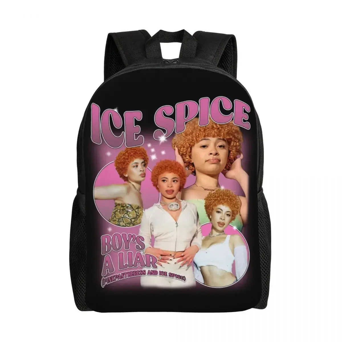 Ransel Musik Hiphop Ice Spice Kustom untuk Anak Perempuan Laki-laki Tas Perjalanan Sekolah Perguruan Tinggi Tas Buku Wanita Pria Cocok untuk Laptop 15 Inci