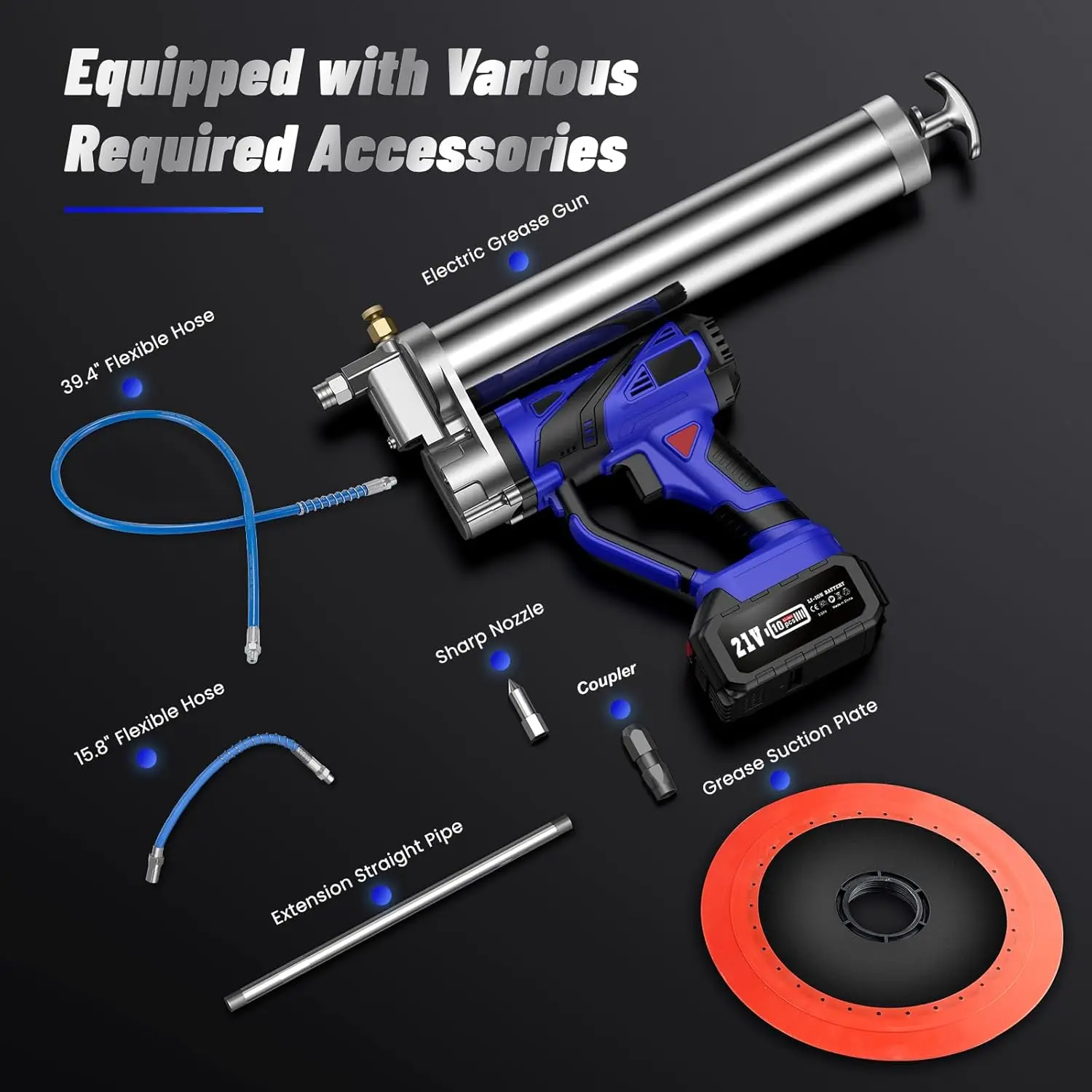 Taskstar 12000PSI أنابيب ضغط الشحوم الكهربائية ث/متغير السرعة الكهربائية الشحوم بندقية سيارة زيت تشحيم صيانة أدوات كهربائية