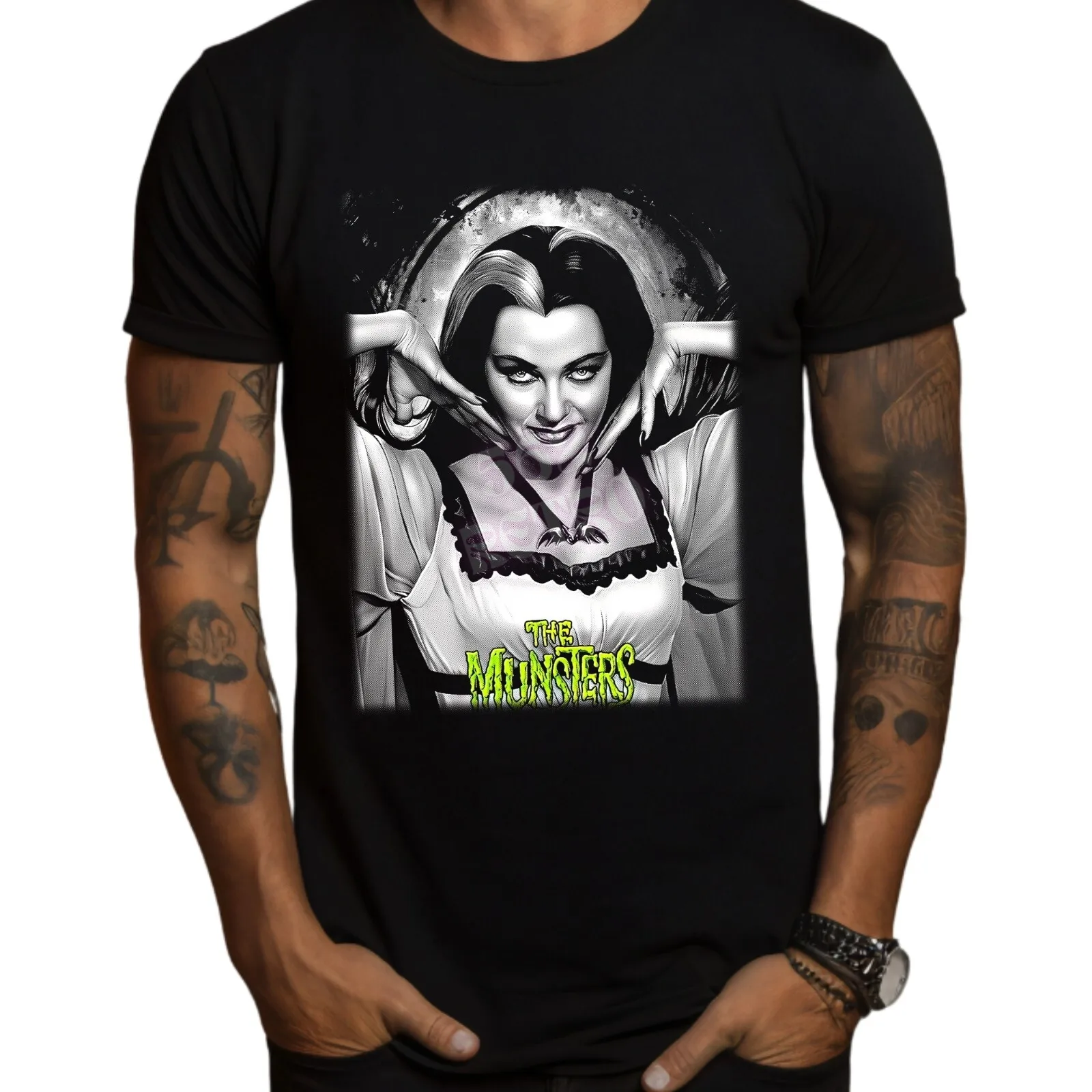 تي شيرت رعب ليلي مونستر أسود S-3XL The Munsters #5