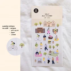 Korean Import Suatelier Moments on Campus Stickers Scrapbooking Diy Journal Stationery Sticker Art Dec School Supplies 1168