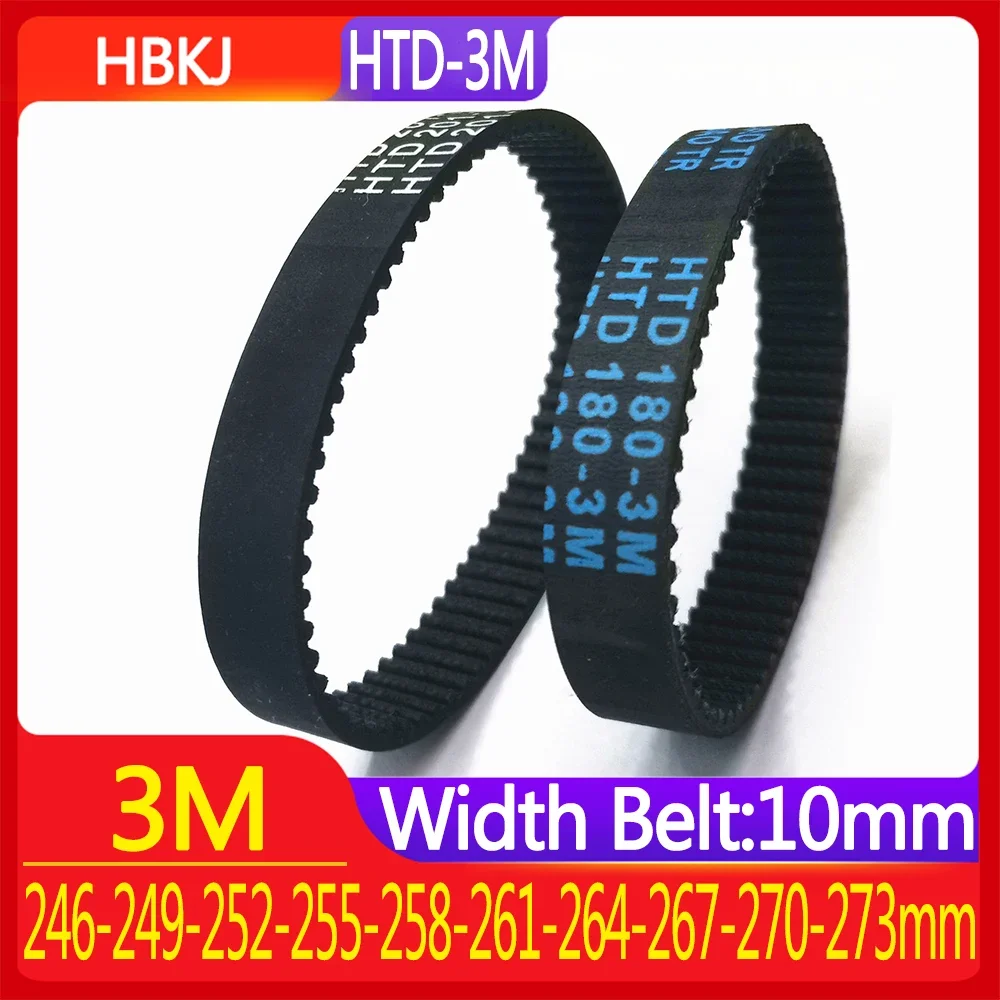 

3M-HTD Rubber Timing Belt Pitch Line Perimeter 246-249-252-255-258-261-264-267-270-273 mm Width Belt 10mm For 3DPrinter