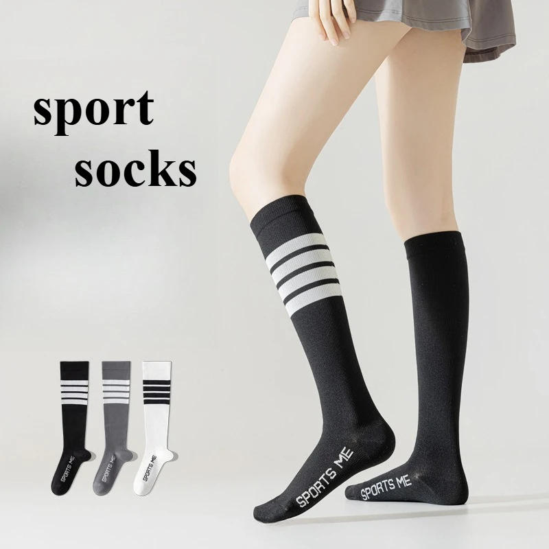 1/3pairs of girls' striped calf socks,left and right running sport sock suitable for girls' outdoor leisure socks in all seasons