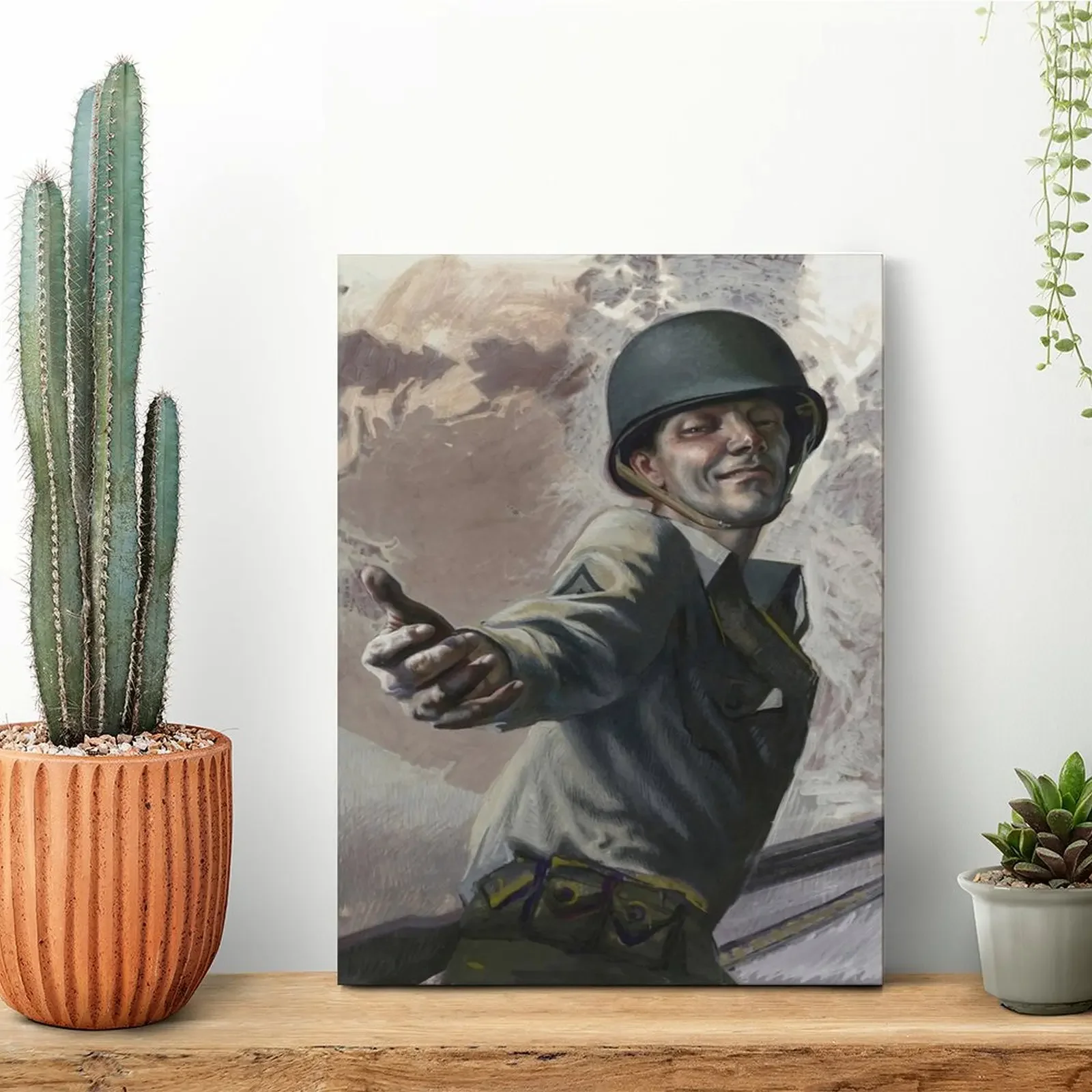 

Картина солдата Второй мировой войны, холст, картина, постер, дизайн бара, классический клуб, настенные картины в рамке