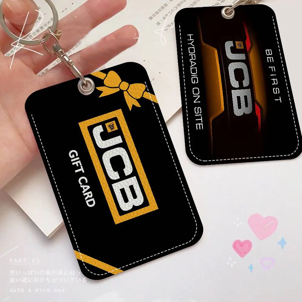 Excavator J-JCB logo Rectangle Keychain Card Holder, Badge Credit Card Holder, Student ID Card Holder, Bus Cards Cover