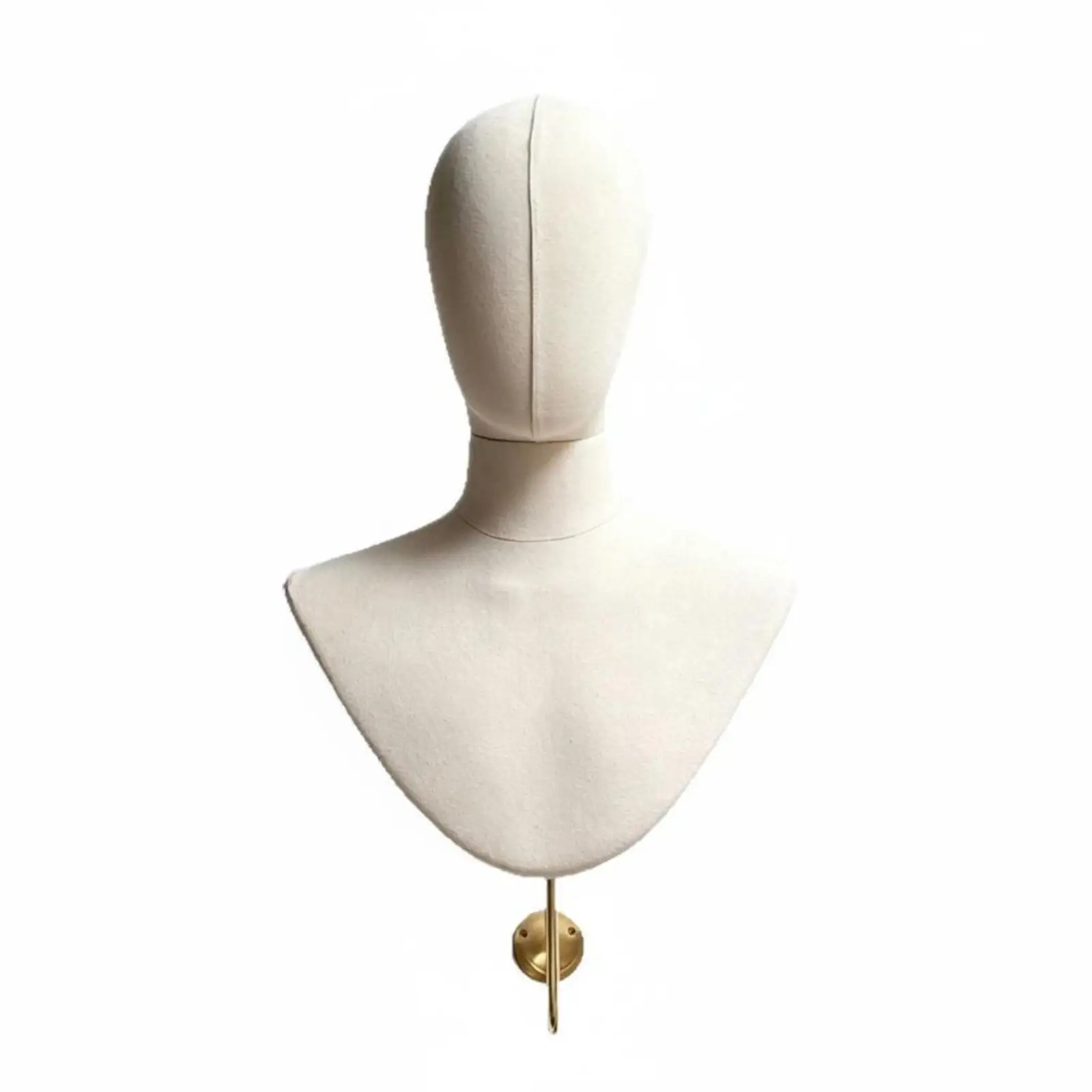 Wall-Hung Bust Mannequin Linen-Textured cloth Head Neck Shoulder Mannequin Metal Hook Hat Hairpiece Display Bust