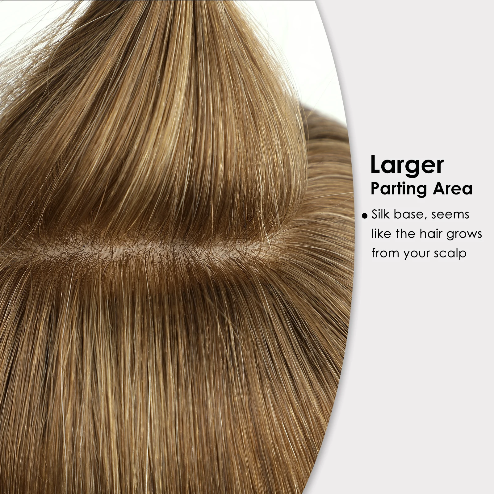 100% شعر بشري حقيقي القبعات العالية مع الانفجارات قاعدة الحرير 3 كليب قطع براون شقراء مستقيم الشعر البشري توبر للنساء الشعر التمديد #5