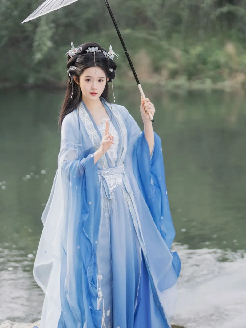 

New Fiesta Carnival Halloween Cos Cosplay Song System Hanfu Womens fashion Wuxia Style Ancient Costume Big Sleeved Shirt