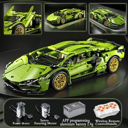 New High Tech Racing Car Lambor Rc Super Racing Sports Vehicle Building Blocks City Speed Racer Bricks Children Toys Gift