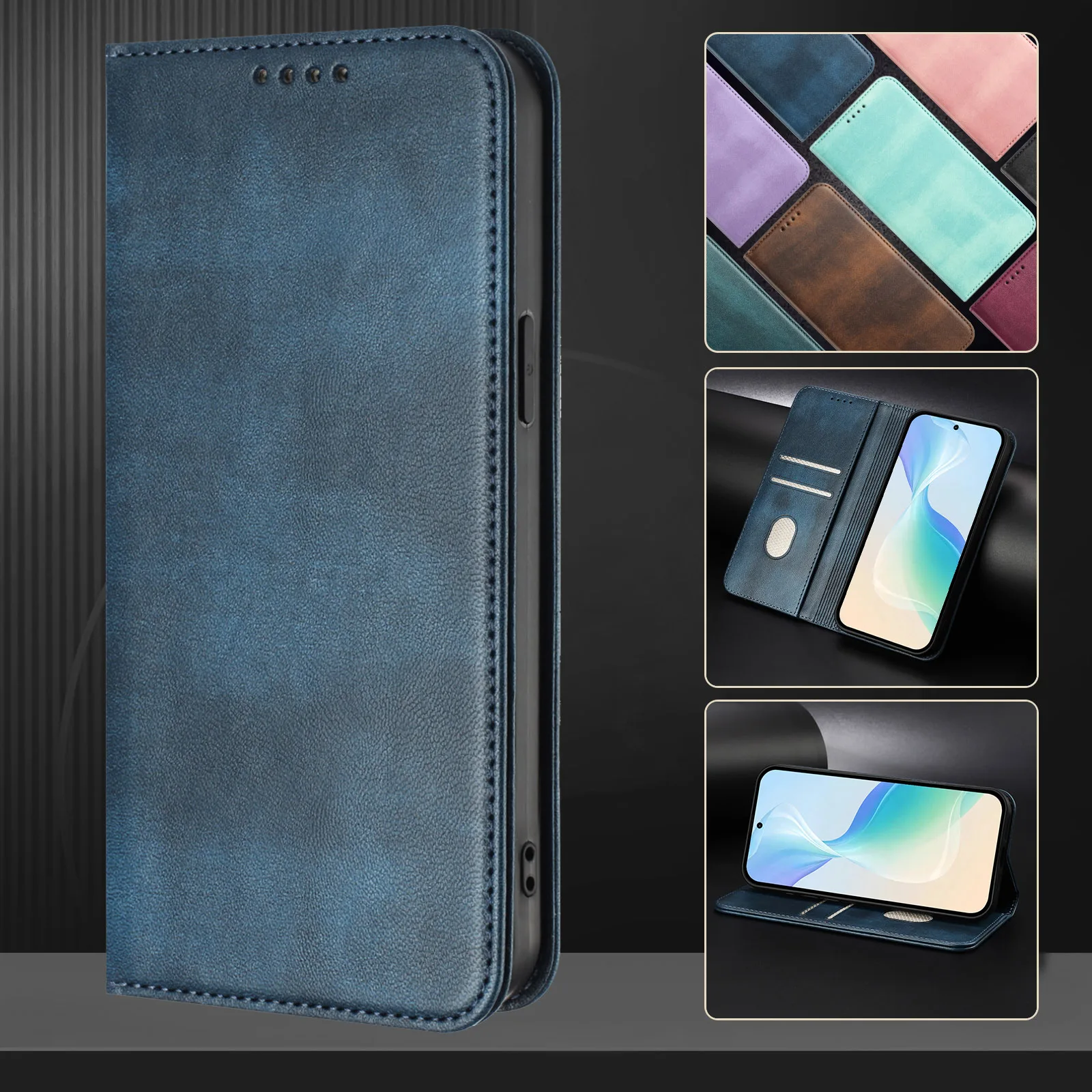 Funda de libro para Samsung Galaxy A71 A51 A41 A31 A21S A21 A11 A01 soporte magnético de cuero 2 tarjetas Funda tipo billetera antiarañazos