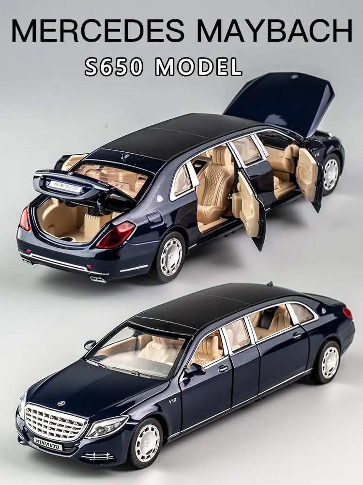 1:32Mercedes-Benz Maybach S650 Alloy Car Model Children\'s Toy Car Six-Door Extended Version Simulation Car Model Collection Gift