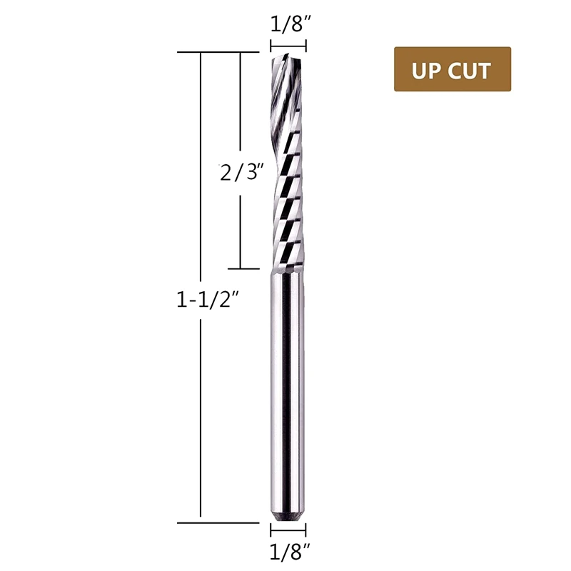 Brocas en espiral de carburo sólido, 5 uds., con vástago de 1/8 de pulgada, longitud de corte de 2/3 pulgadas