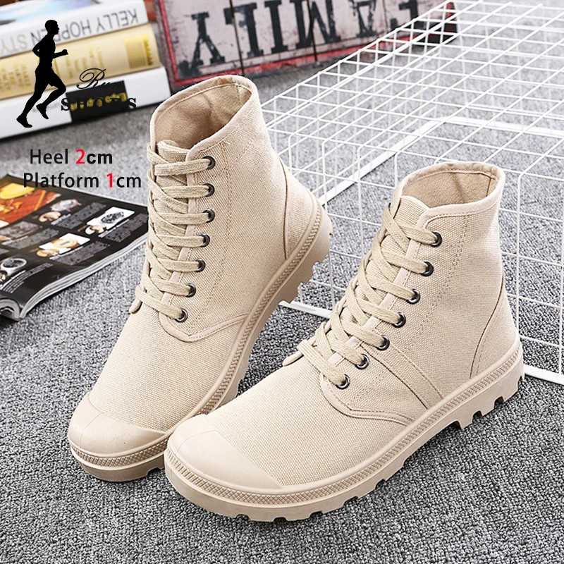 Breathable Canvas Shoes For Men's Size 36-45 Couple High Top Sneakers Lace-Up Student Casual Shoes Outdoors Trainers Footwear