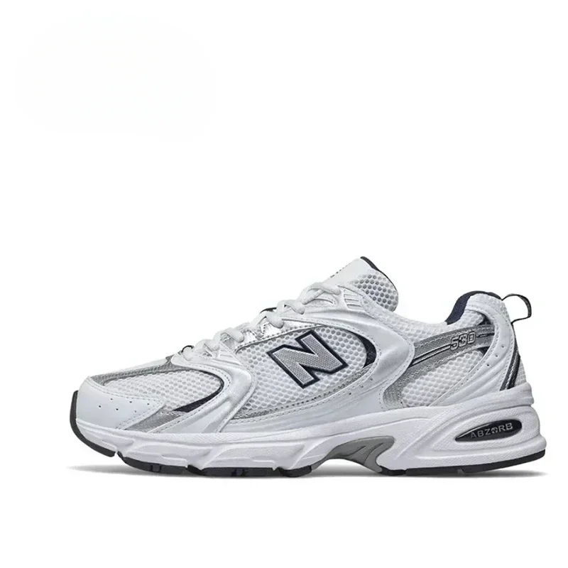 New Balance-Chaussures de course décontractées en faux cuir pour hommes et femmes, NB530 Classic Vintage Mesh Fabric, White Silver, MR530Xenon, Original