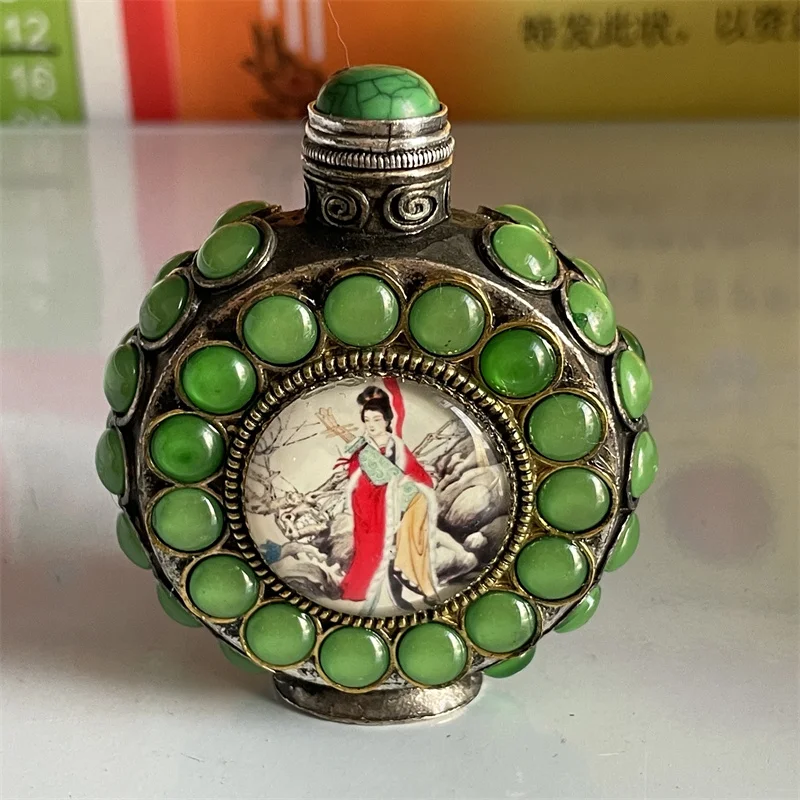 

Old-fashioned snuff bottle painting empty bottles of folk crafts living room decoration pure copper antique snuff bottle