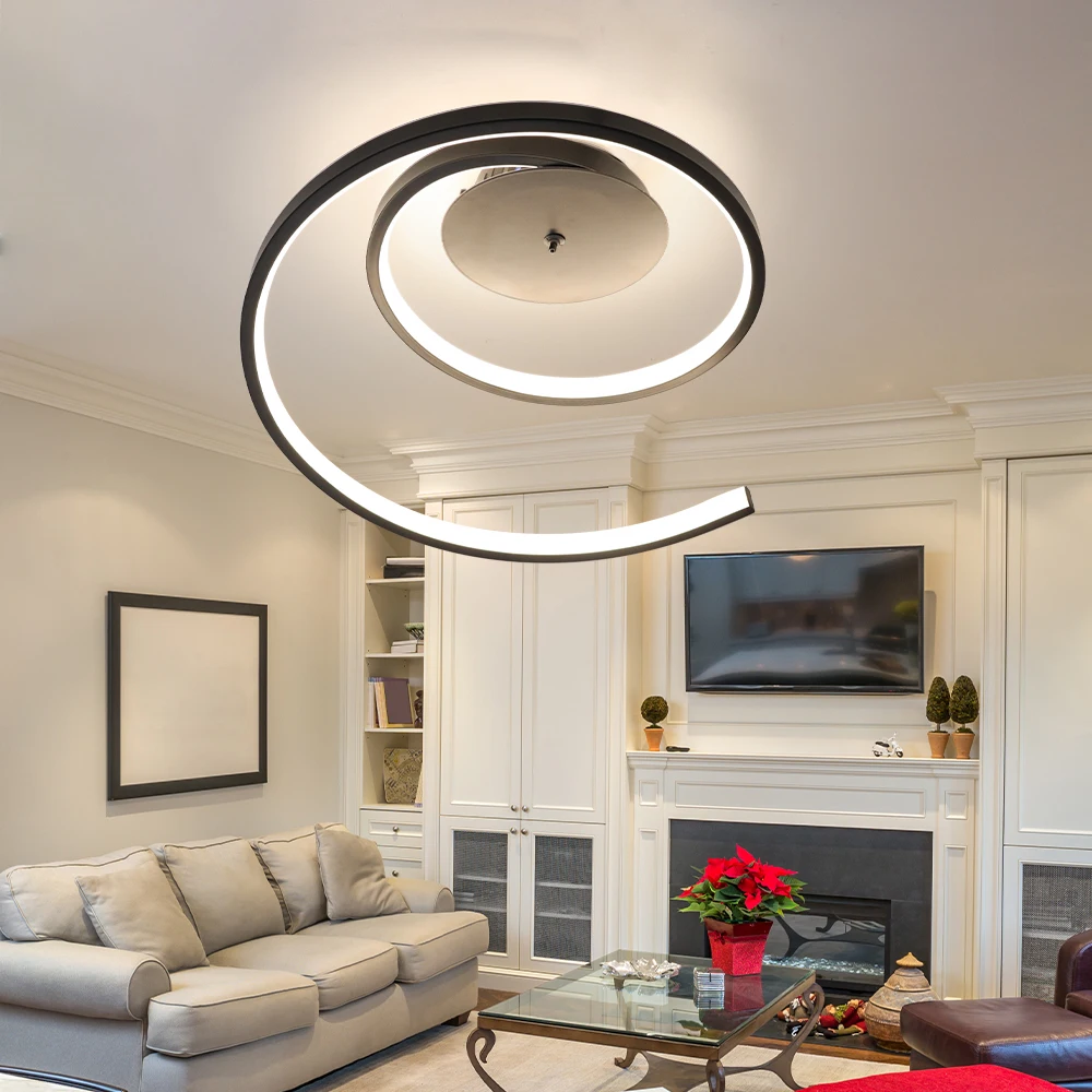 Silver Black White Led Ceiling Chandelier Lamp for Living Room Home Decor Kitchen Loft Indoor Dining Lustres Lighting Fixture