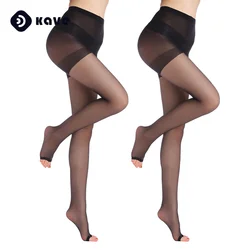Kave 2 Pairs Plus Size White 20D Toeless Pantyhose Women Sheer Control Top Open Toe Tights Summer Pantyhose for women