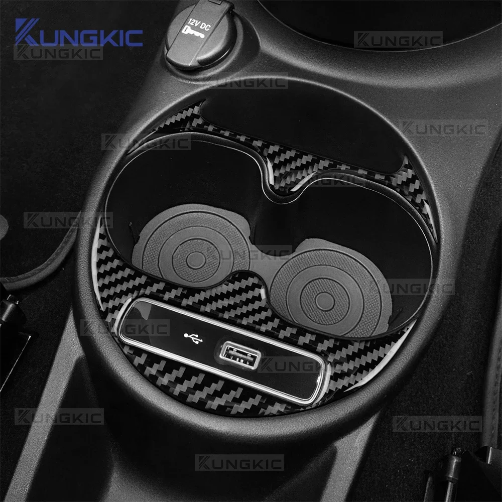 Pour Fiat 500 & Abarth 595 695 2016 2017 2018 2019-2024 Garniture de porte-gobelet en fibre de carbone véritable compatible avec les modèles LHD et RHD Accessoires intérieurs