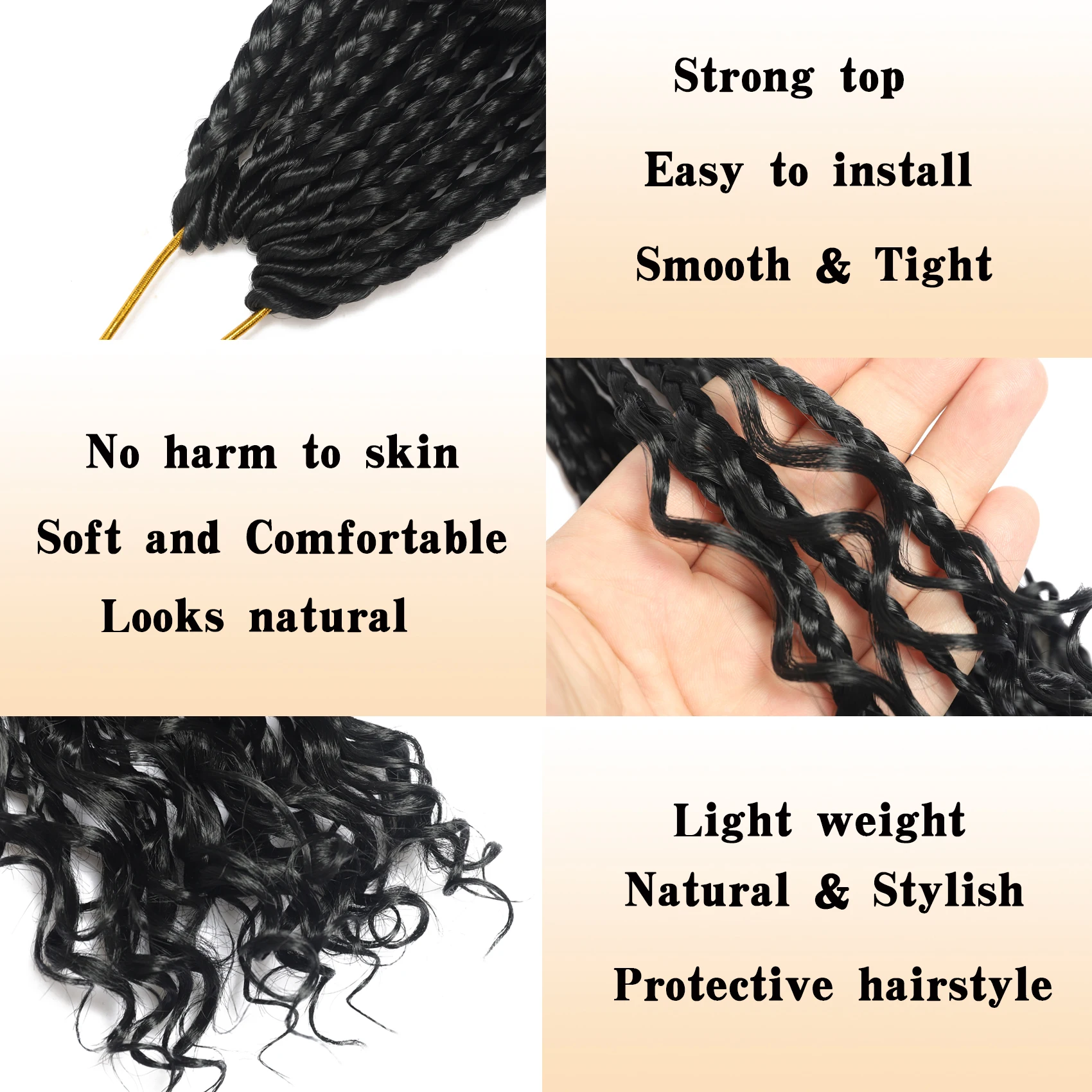 7-pack Boho Box Braids Goddess Box Braids Gehaakt haar Boheemse hippievlechten Vlechthaar Box Braids met krullend synthetisch