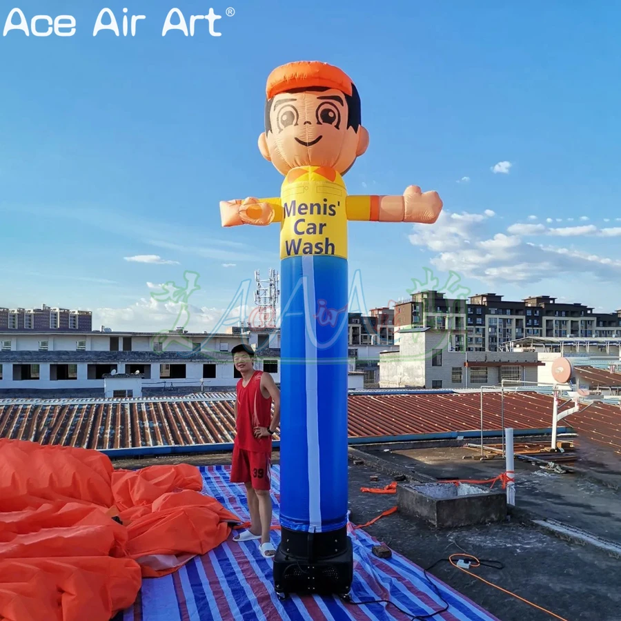 3m H Inflatable Little Character Sky Air Dancer Salute Boy with Peaked Cap for Events Party and Advertising