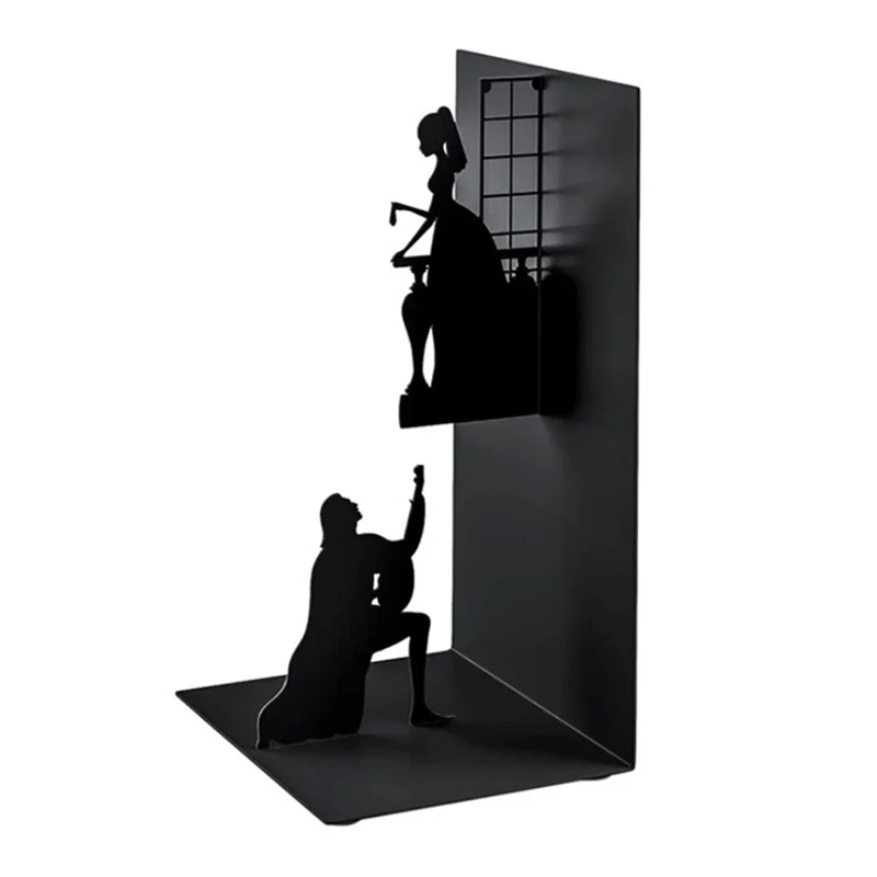 

A04F-C Iron Figure Bookends Reading Book Support Retro Non-Skid Book Ends Stoppers For Shelves Home Office Desktop Decor