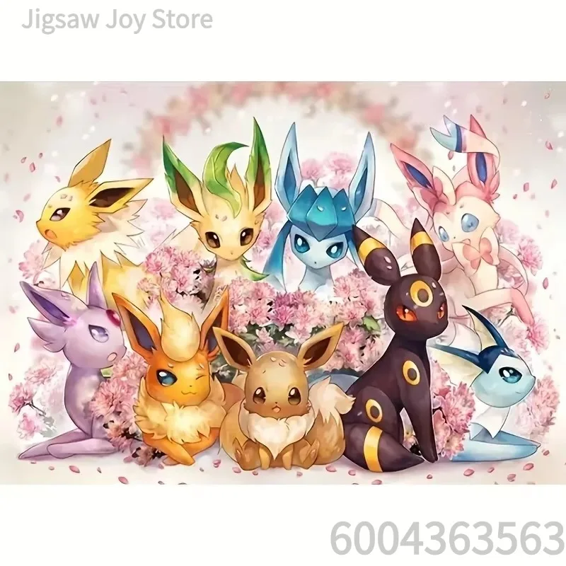 Healing Anime Art Pokemon Jigsaw Puzzle Cute Mouse And Friends Under Flowers Relaxing Hobby Craft Educational Toy Gift