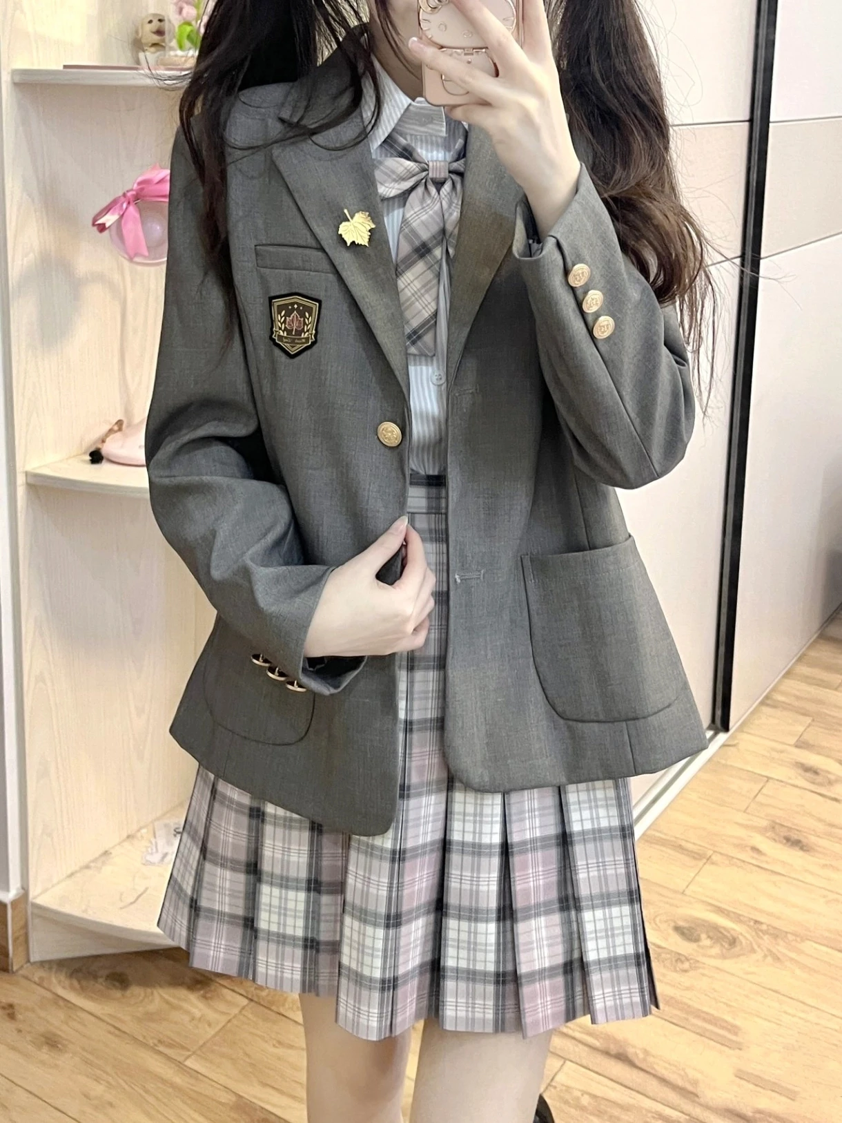 

Оригинальный молочный конфетный кролик JK orm Bla Cyan Colored Fem School orm Jaet Sailor Suit Sle Long Sve Four Seasons