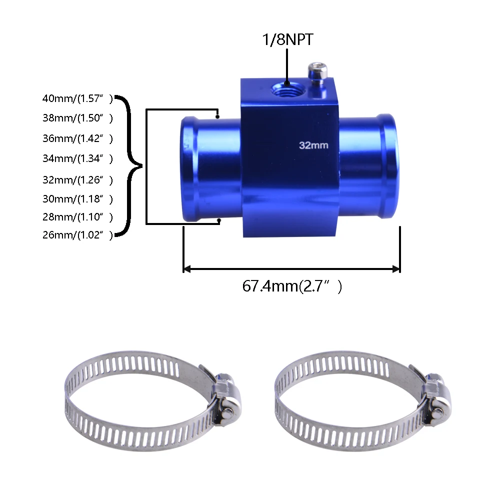 

Water Temp Temperature Joint Pipe Sensor Gauge Radiator Hose Adapter Size 26mm 28mm 30mm 32mm 34mm 36mm 38mm 40mm