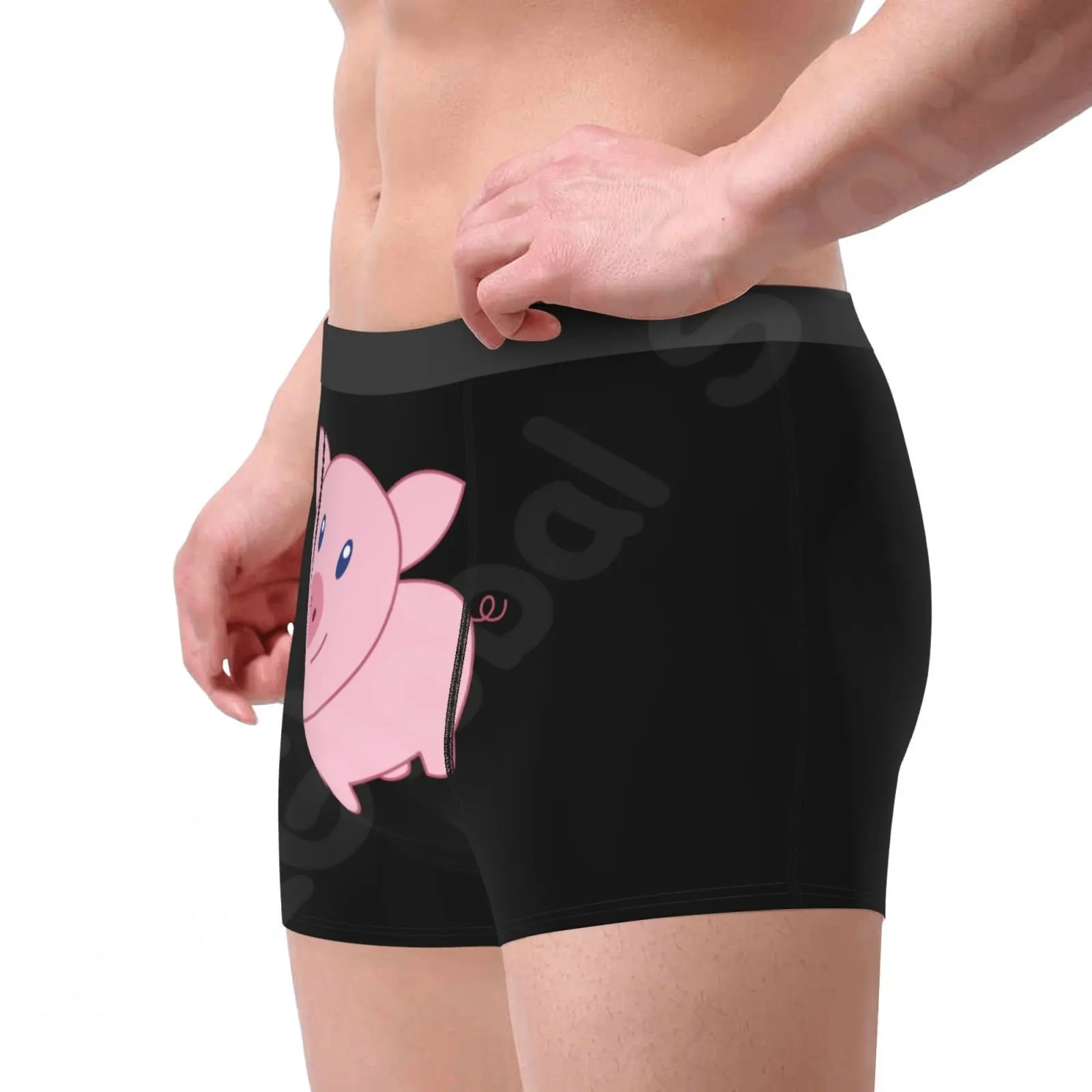 Cute Cartoon Pig Funny Boxer Shorts Panties Men's Grunge Pattern Underwear Breathable Underpants for Male