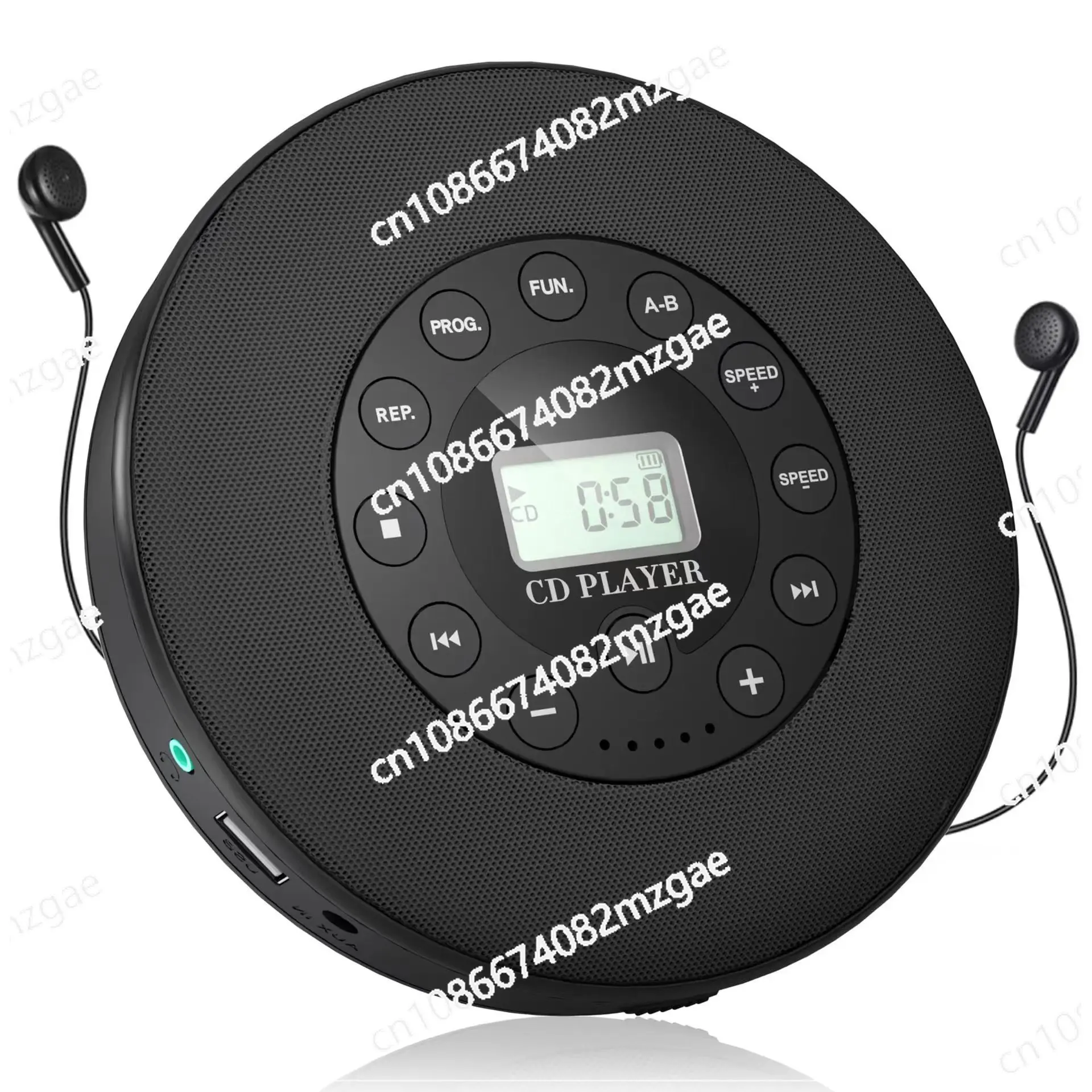 Portable CD Player with A-B Repeat & USB Playback, All-in-One Music Album Walkman Discman with FM Radio Function