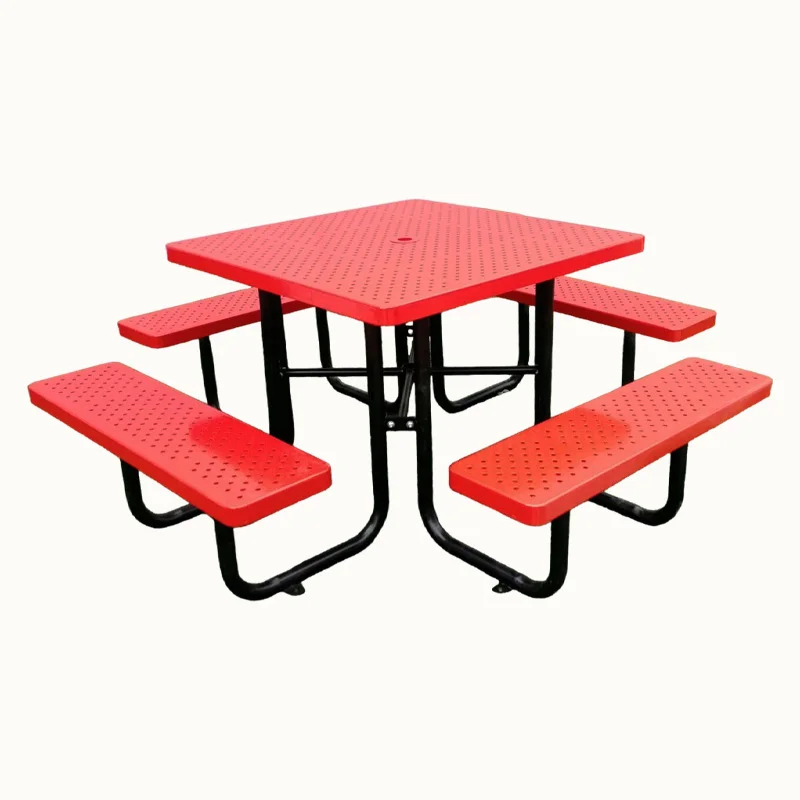 Outdoor Furniture Steel 6ft 8ft Garden Park Rectangular Patio Public Camping Dining Table Picnic Table With Bench