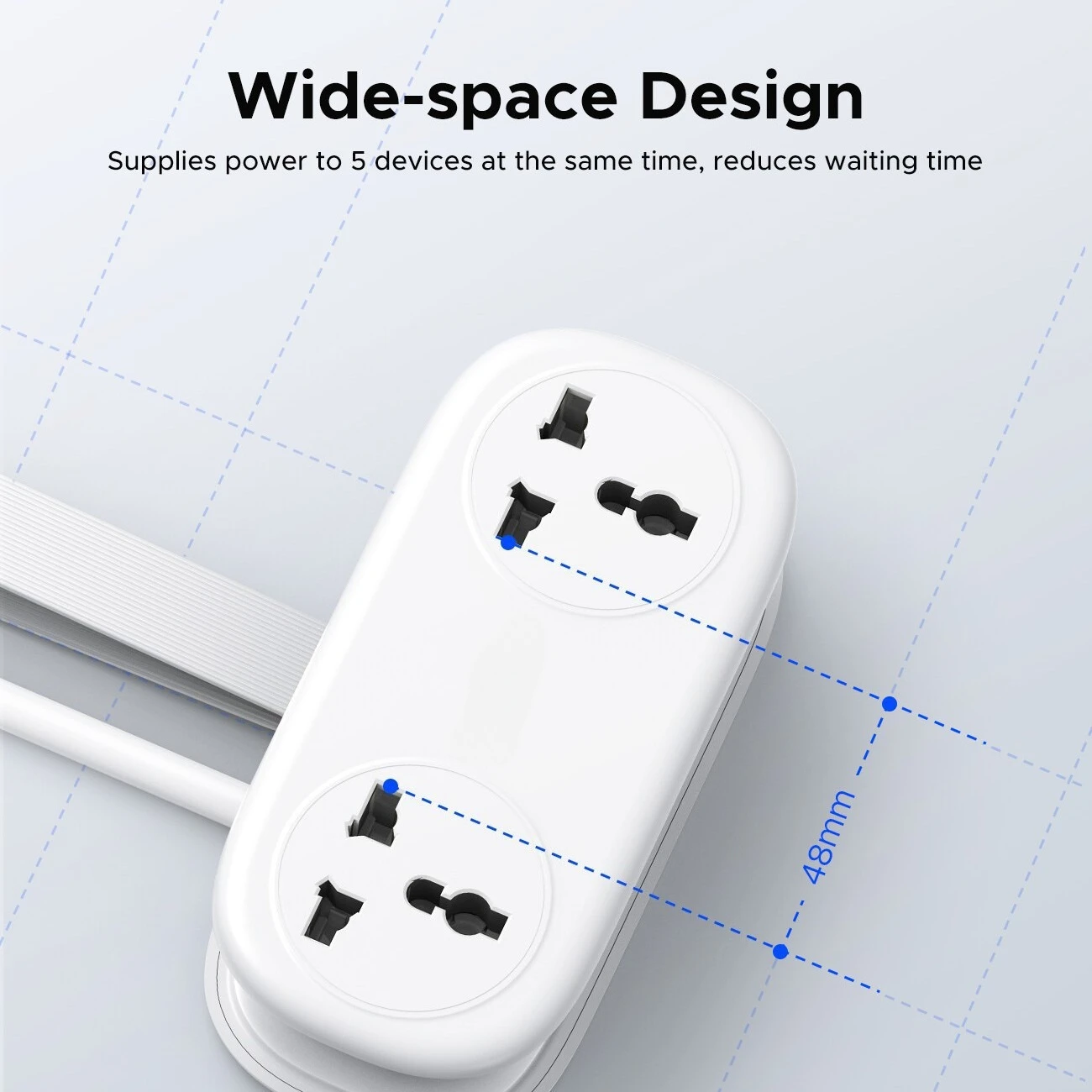 Mini power board 20W PD + 3USB + 2 socket, portable 135cm extension cable universal socket