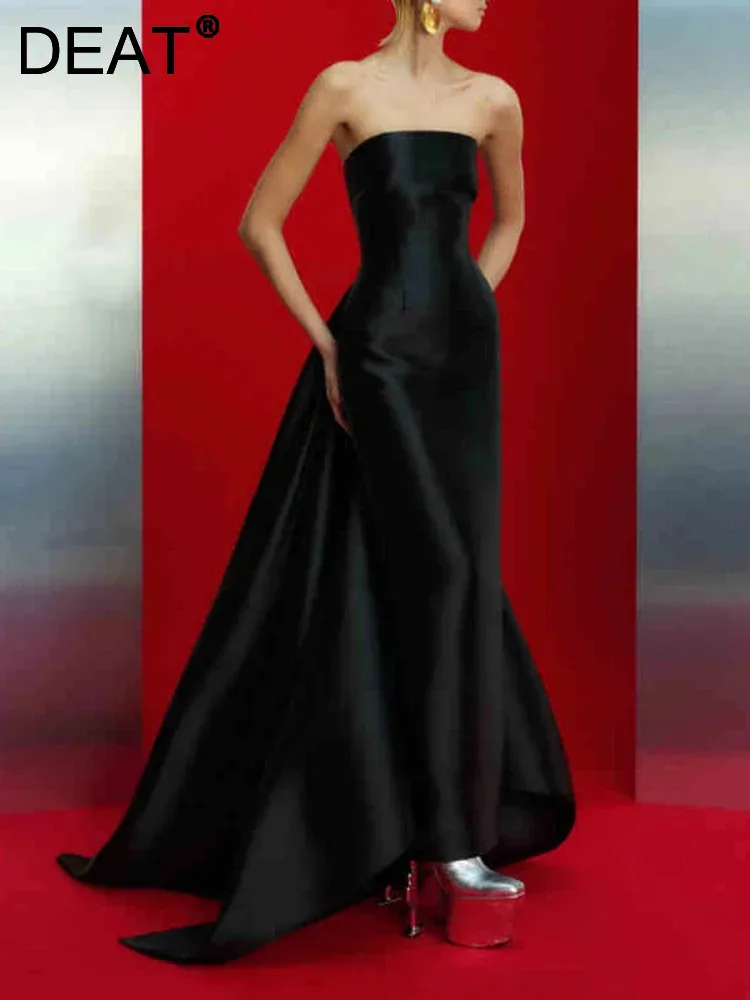 DEAT Woemn's Fashion Evening Dress Chest Wrapping Backless Hip Wrapping Trailing Full-length Dresses Spring 2025 New 35Z1504