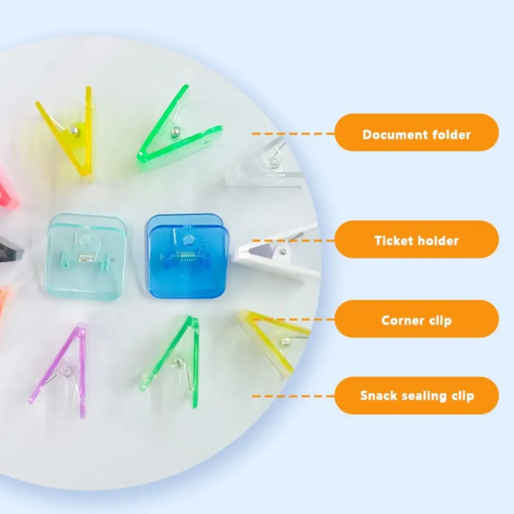 10pcs Durable Acrylic Acrylic Corner Clips Square Transparent Letter Paper Clip Contract Clamps School Office